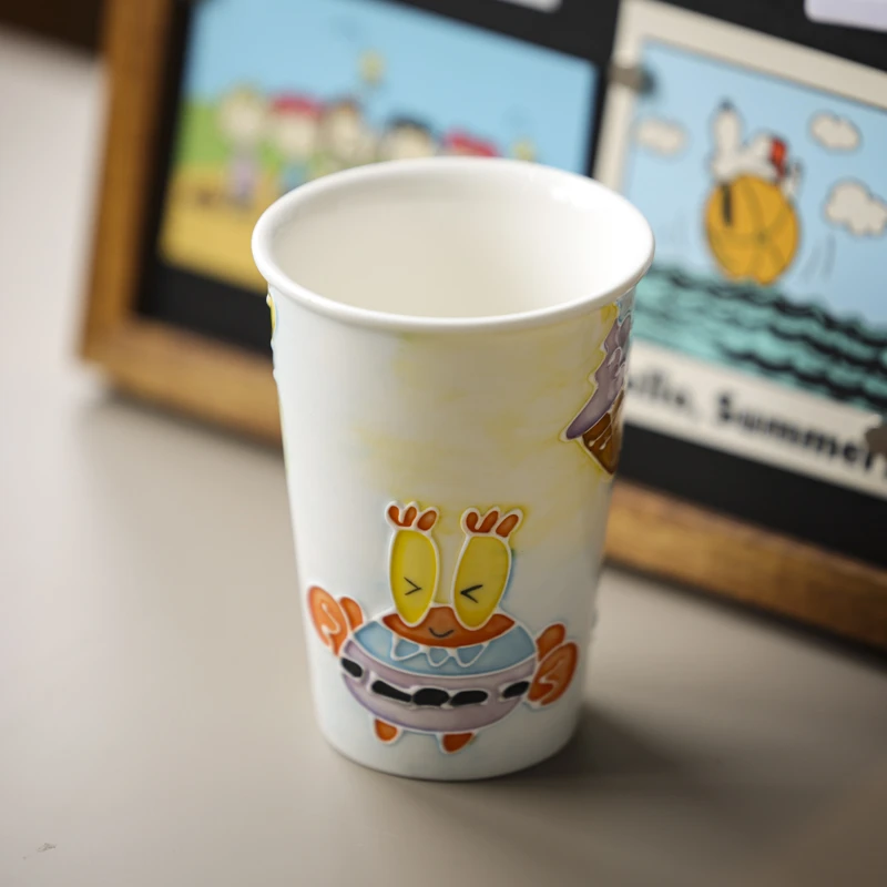 编号140蟹老板立体釉可乐杯