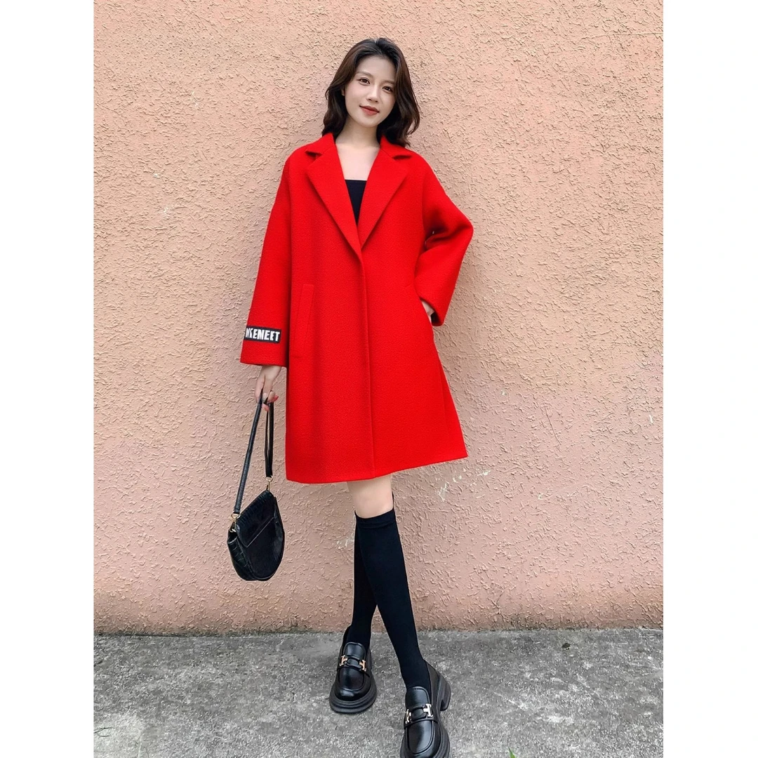 2024毛呢中长款秋冬时尚春秋连帽宽松大衣B6WIN168
