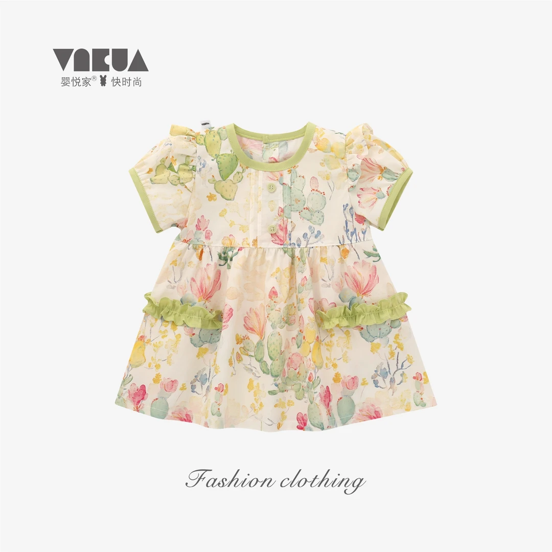 婴悦家碎花女宝婴悦家幼童甜美夏款连衣裙子休闲风公主88629