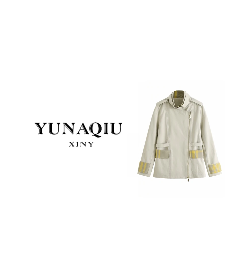 YUNAQIU-格纹学院风风衣服装上衣女装-9827