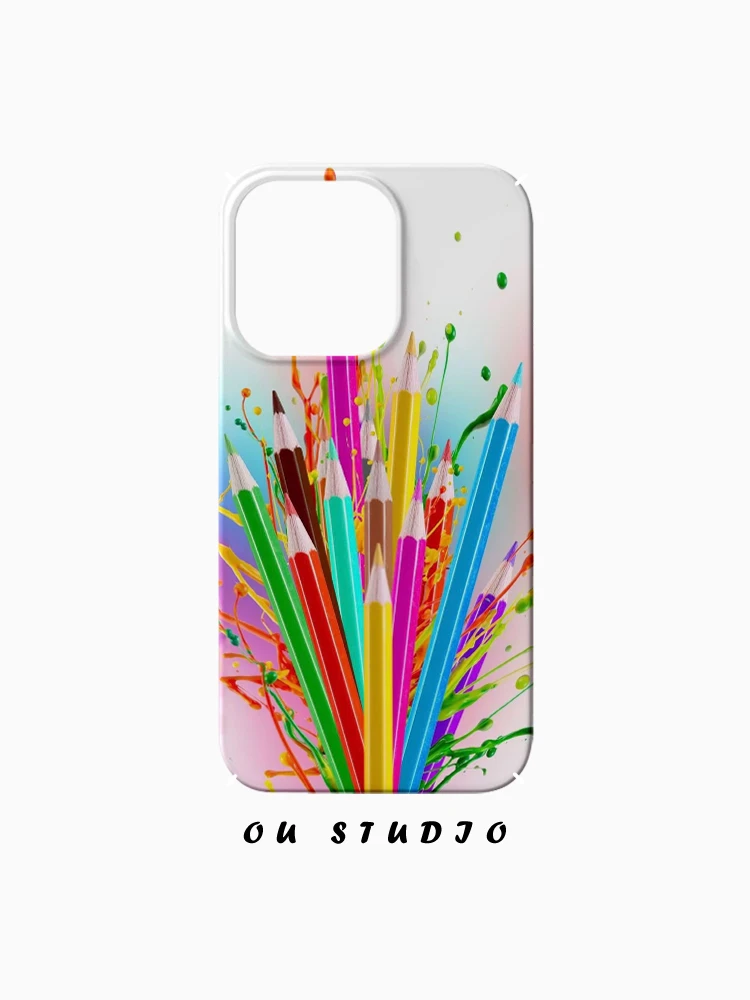 OU个性艺术彩色铅笔适用苹果16手机壳iPhone新款菲林硬壳网红男女