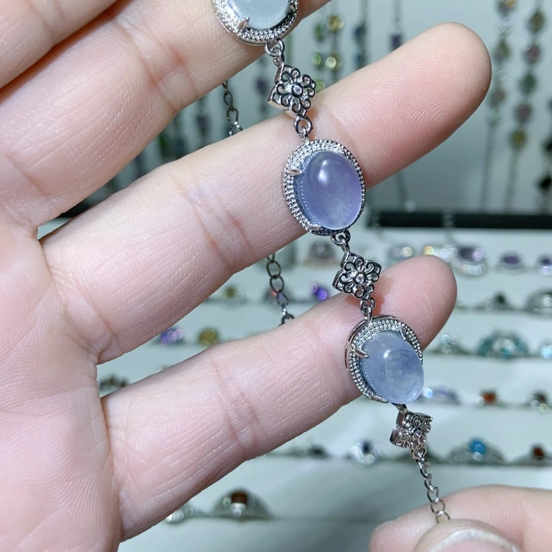 绿水晶戒指银S925镶嵌淡*