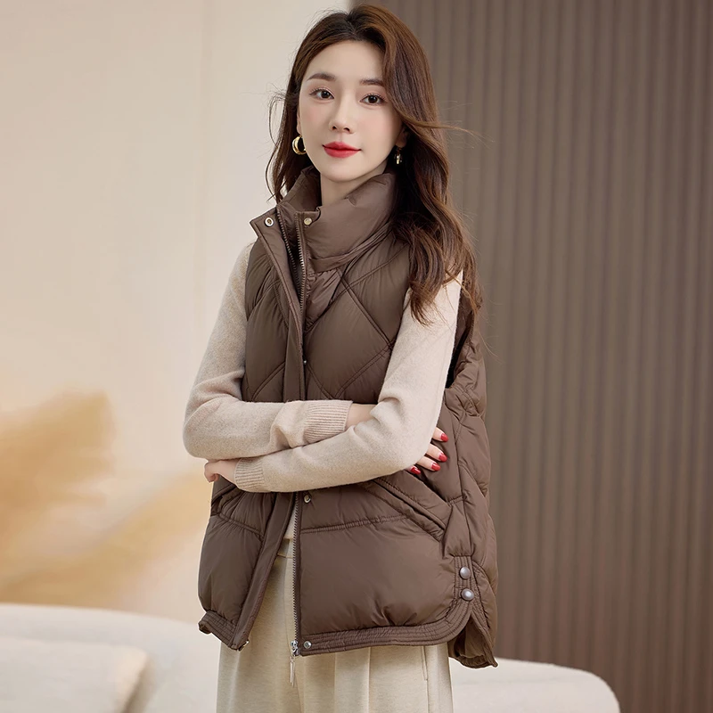 宽松百搭韩版可拆卸帽棉马甲马夹短款外穿洋气冬季加厚女士坎肩冬