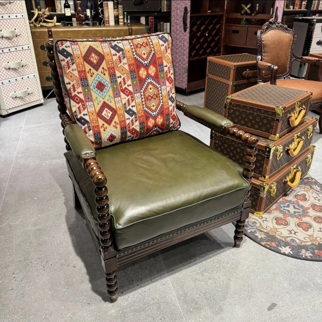 佛山源头工厂 珍珠椅/美式复古/实木/主人椅/长宽高 72x80x92cm