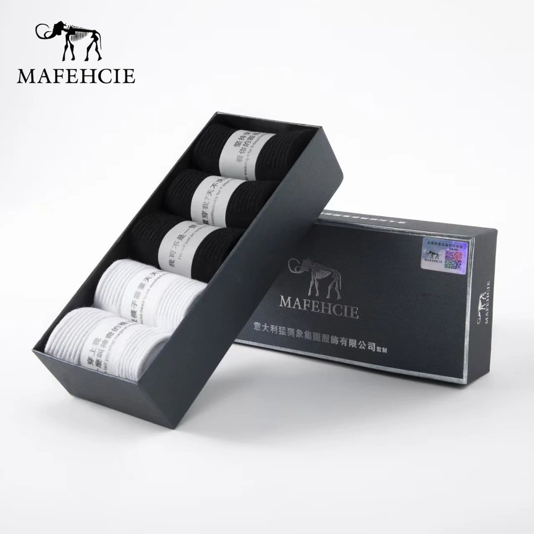 意大利MAFEHCIE 中长款棉袜不臭脚不闷脚百搭黑白男袜 K250888