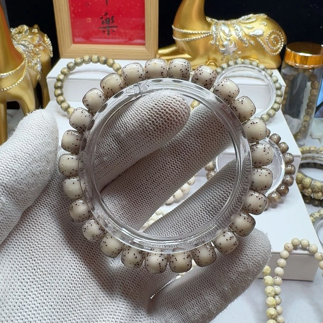 手串星月菩提石玉料9/8糯冰果栋料通体留白小细星