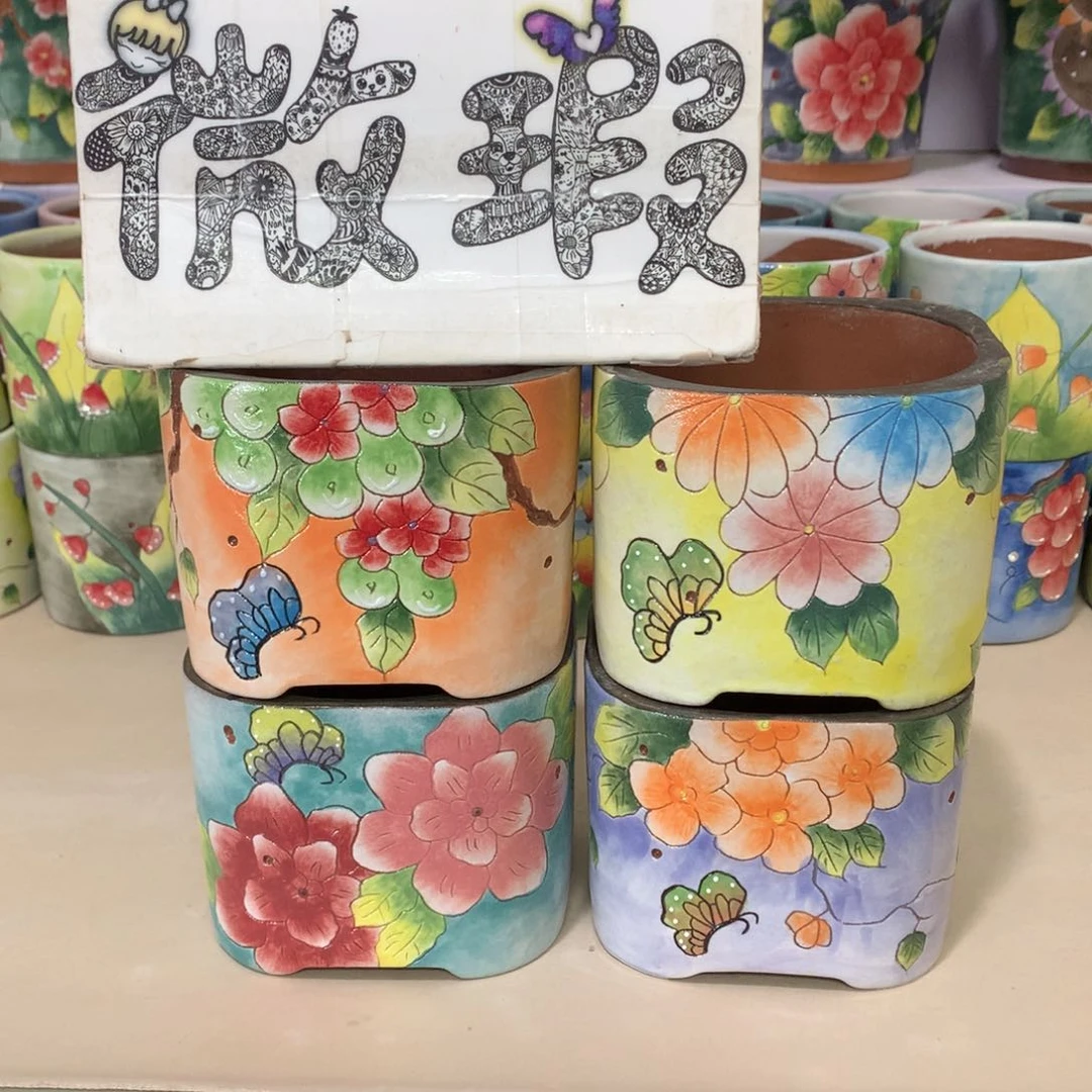 瑕疵花盆，手绘瑕疵