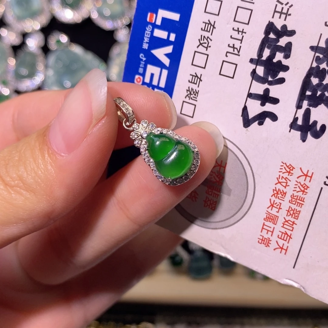 翡翠银S925镶嵌颈饰天然