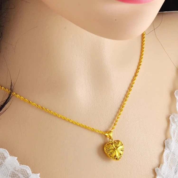 合金项链 黄金色四叶草女款坠链百搭气质合金不褪色锁骨项链套链