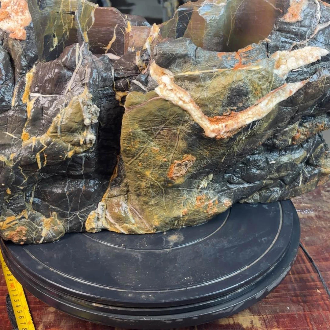 石头旁**人灵璧石花盆 天然外形