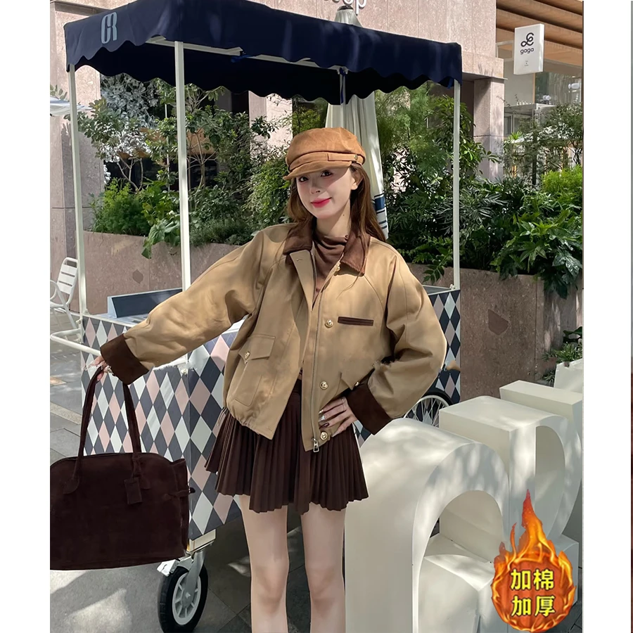 【加棉加厚】露丝同款秋冬时尚百搭女宽松潮流长袖时尚外套25117