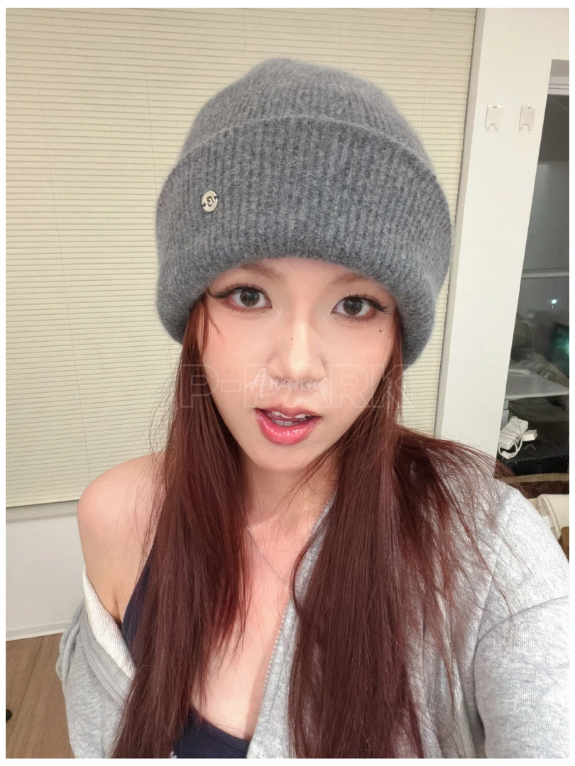 菠萝公园｜高品质灰色羊毛帽兔绒混纺加厚冷帽冬季针织帽时尚