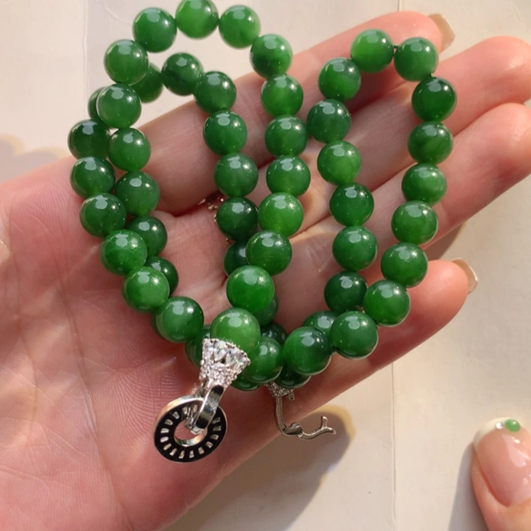 【闪购商品】和田玉（碧玉）手串银S925镶嵌碧玉多圈