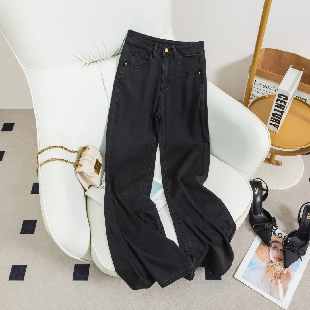 高级黑灰色天丝莱赛尔牛仔裤女夏季新款薄款阔腿裤宽松裤子潮流