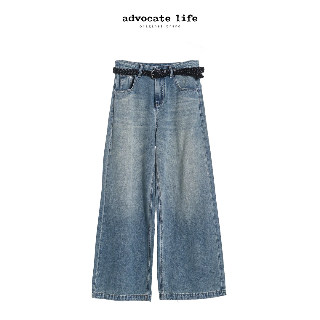 生活主张 Luckborn时尚青春百搭春季高腰直筒牛仔裤JQ363421