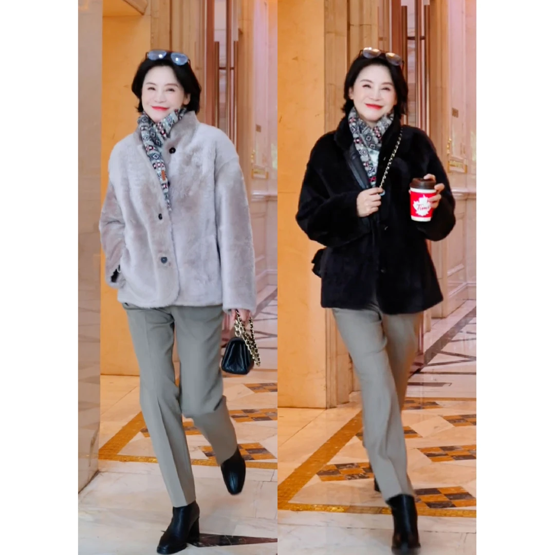 我是摩羯 lacon外套 进口土耳其拉贡双面穿皮毛一体秋冬大衣