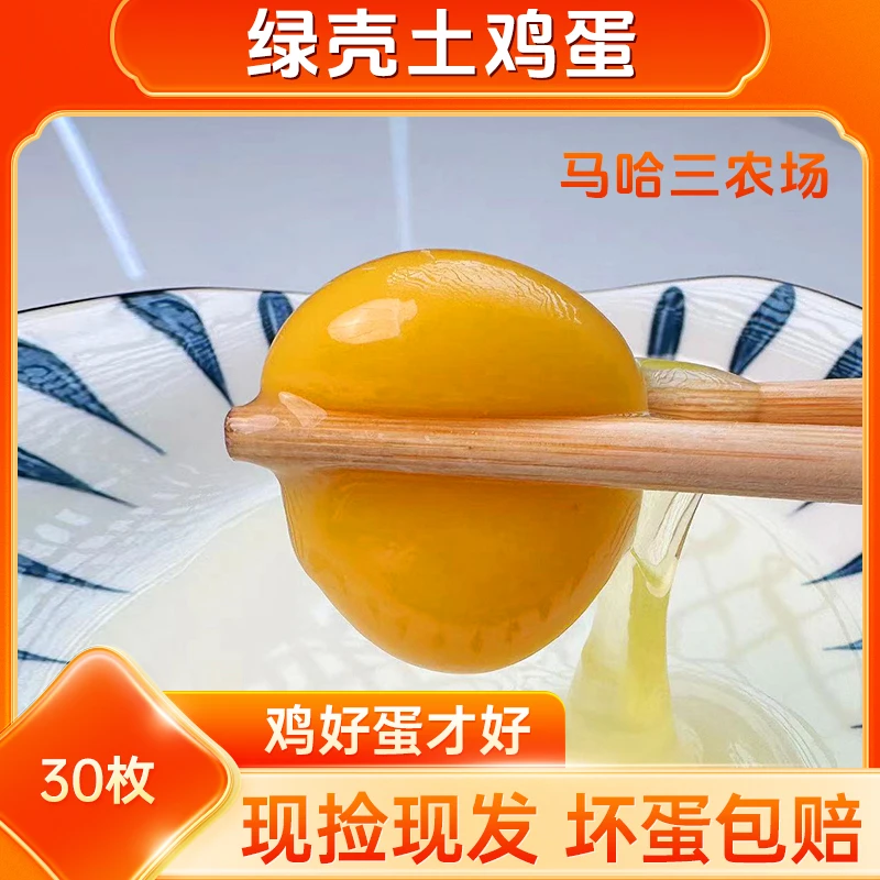 甘肃广河马哈三农场林间散养绿壳土鸡蛋30枚现捡快递包邮破损包赔