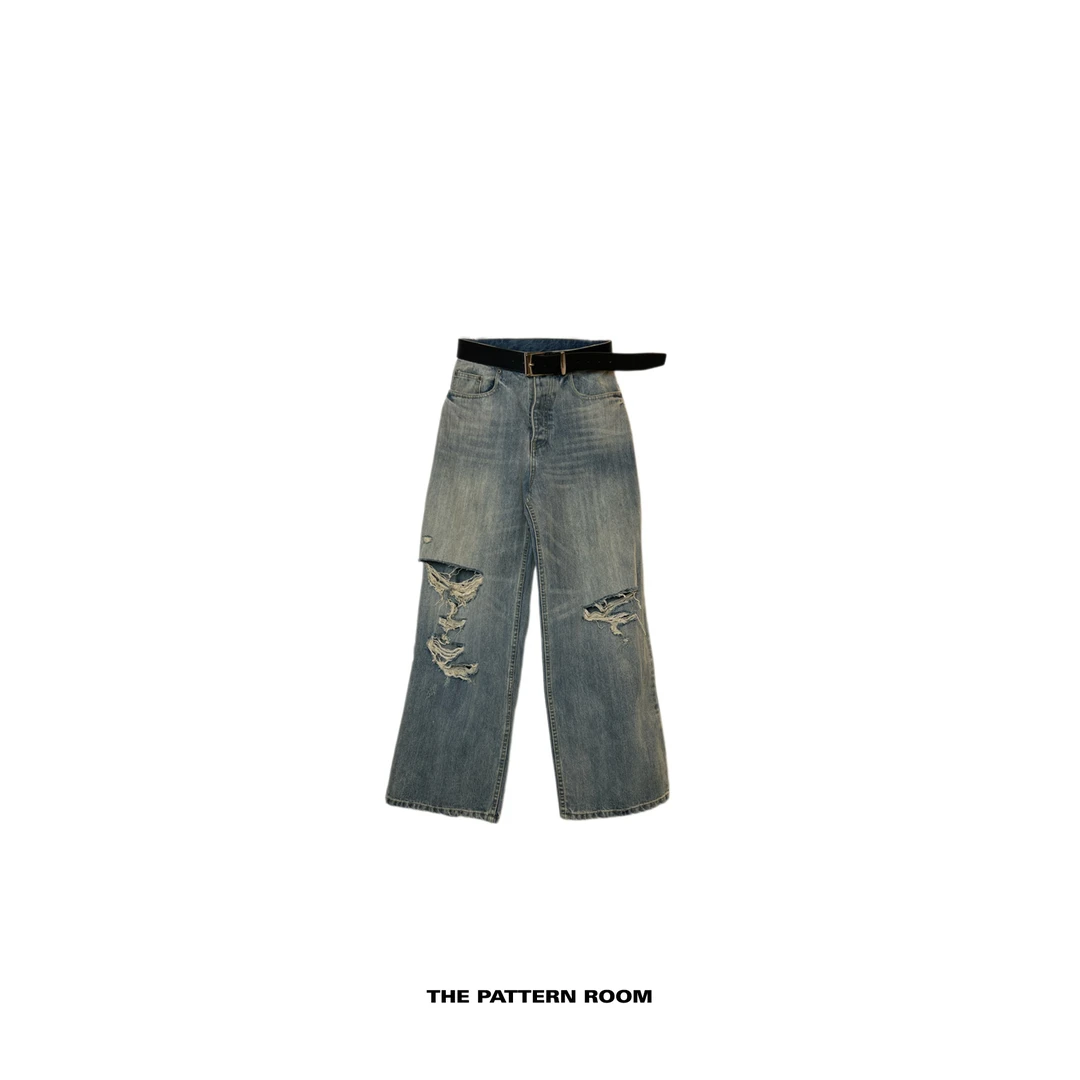 The pattern room | 松弛时髦精酵洗战损皮带牛仔裤