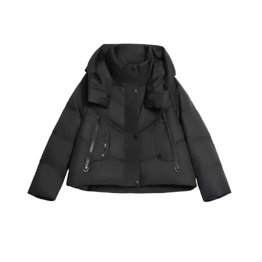 【雾屿灰】超酷短款立体冬季连帽羽绒服.K501226a