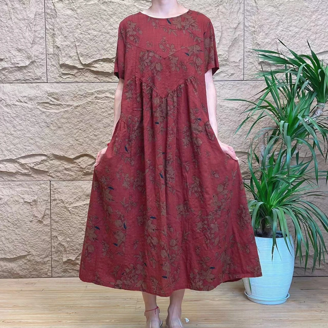 8668新款宽松连衣裙裙子夏季文艺印花时尚气质款