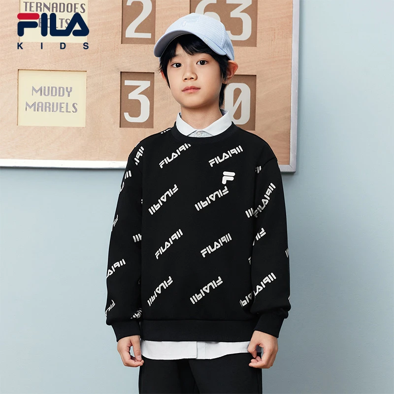 【斐乐儿童】2025年冬季新款满印套头卫衣套头卫衣中大童K52B541205