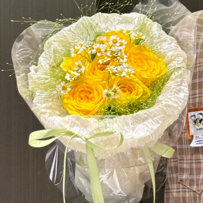 玫瑰同款【是你心中的玫瑰吗】6枝黄玫瑰花束奶油风送闺蜜送女友生日花束花店送花上门礼花