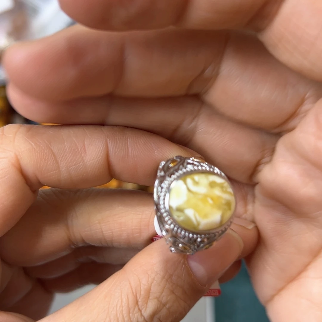 琥珀珠宝奇石银S925镶嵌621