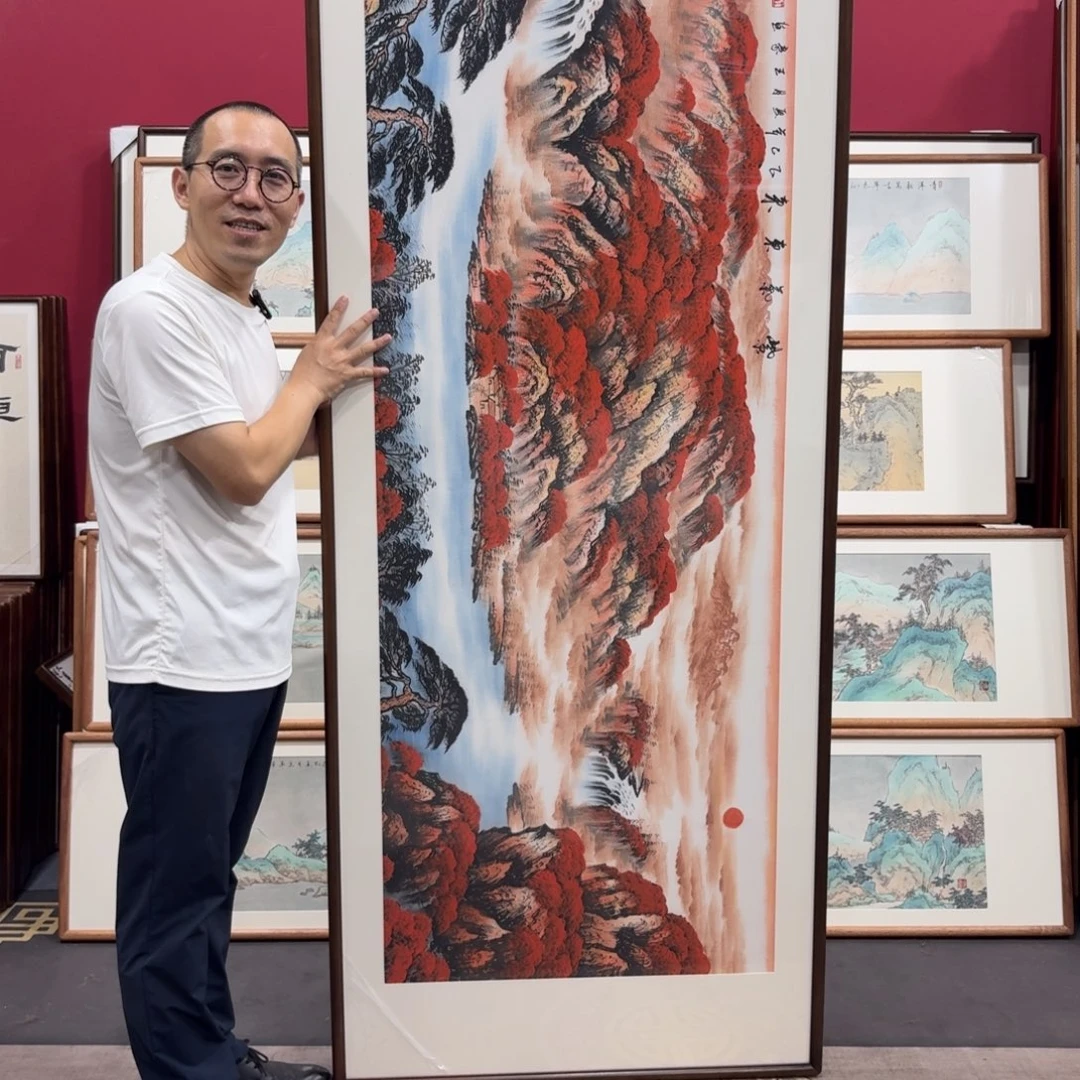 用***4国画带框绘画210/80尺寸