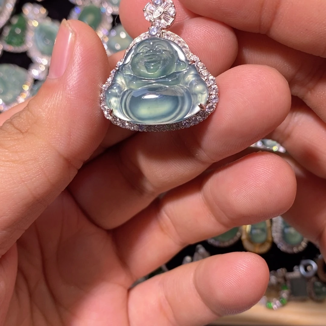 翡翠银S925镶嵌颈饰天然