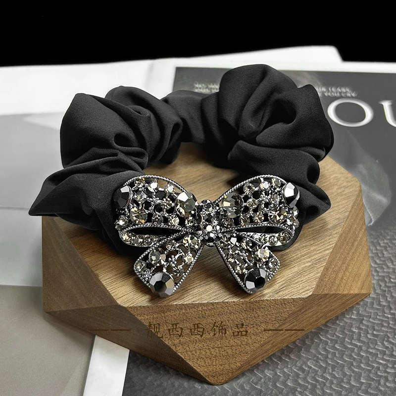 【LXX靓西西】325发圈精致蝴蝶结满钻气质高弹力大肠发圈