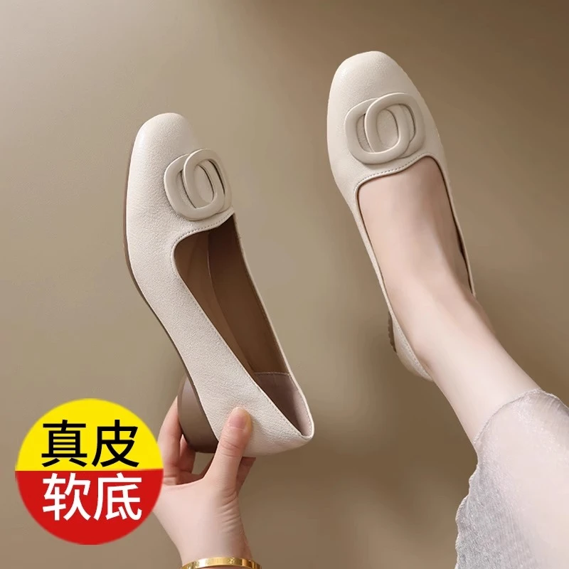 【万达撤柜】17单鞋女夏季新款低跟浅口鞋妈妈鞋百搭不累脚软底女