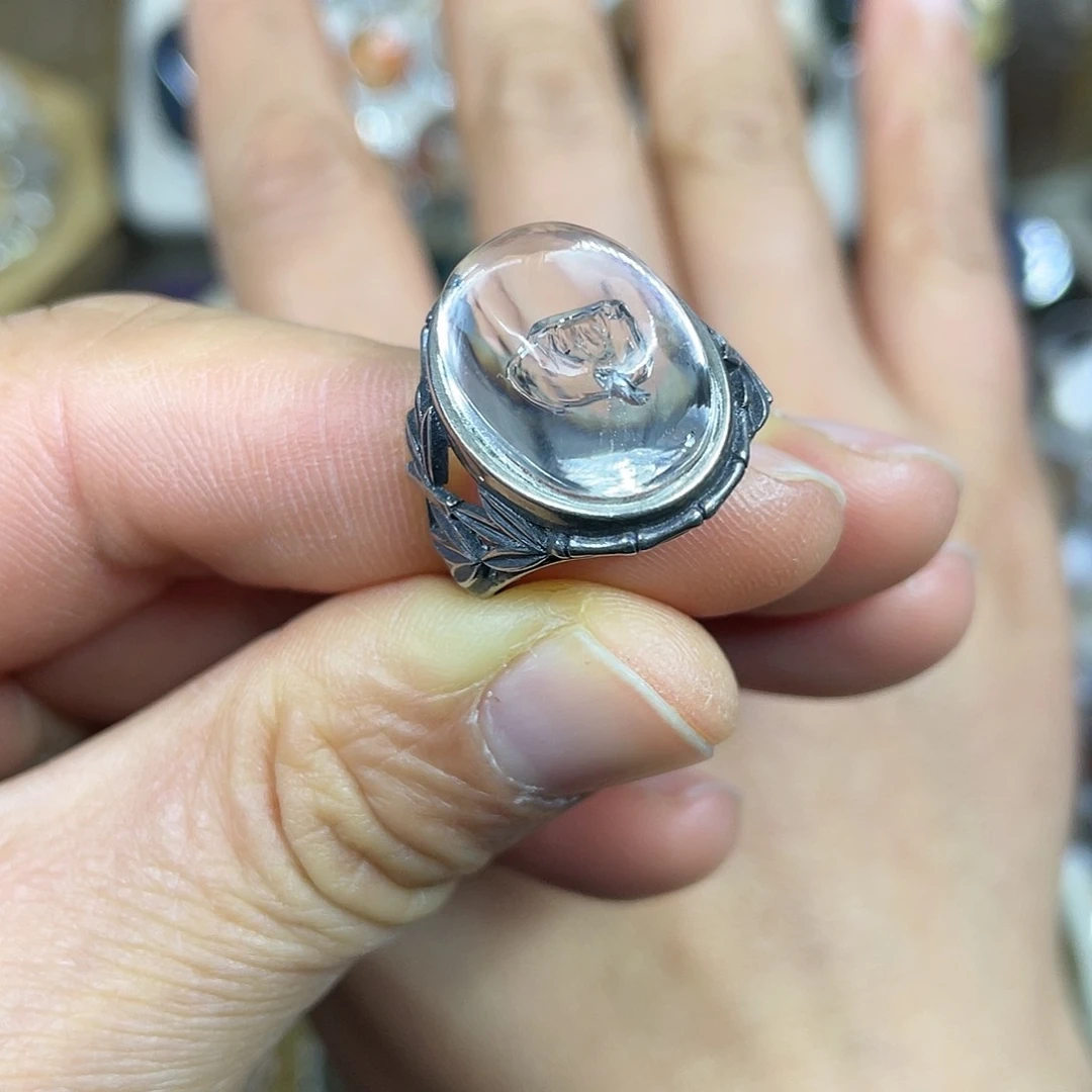 【闪购商品】银S925镶嵌珠宝半成品水晶戒指