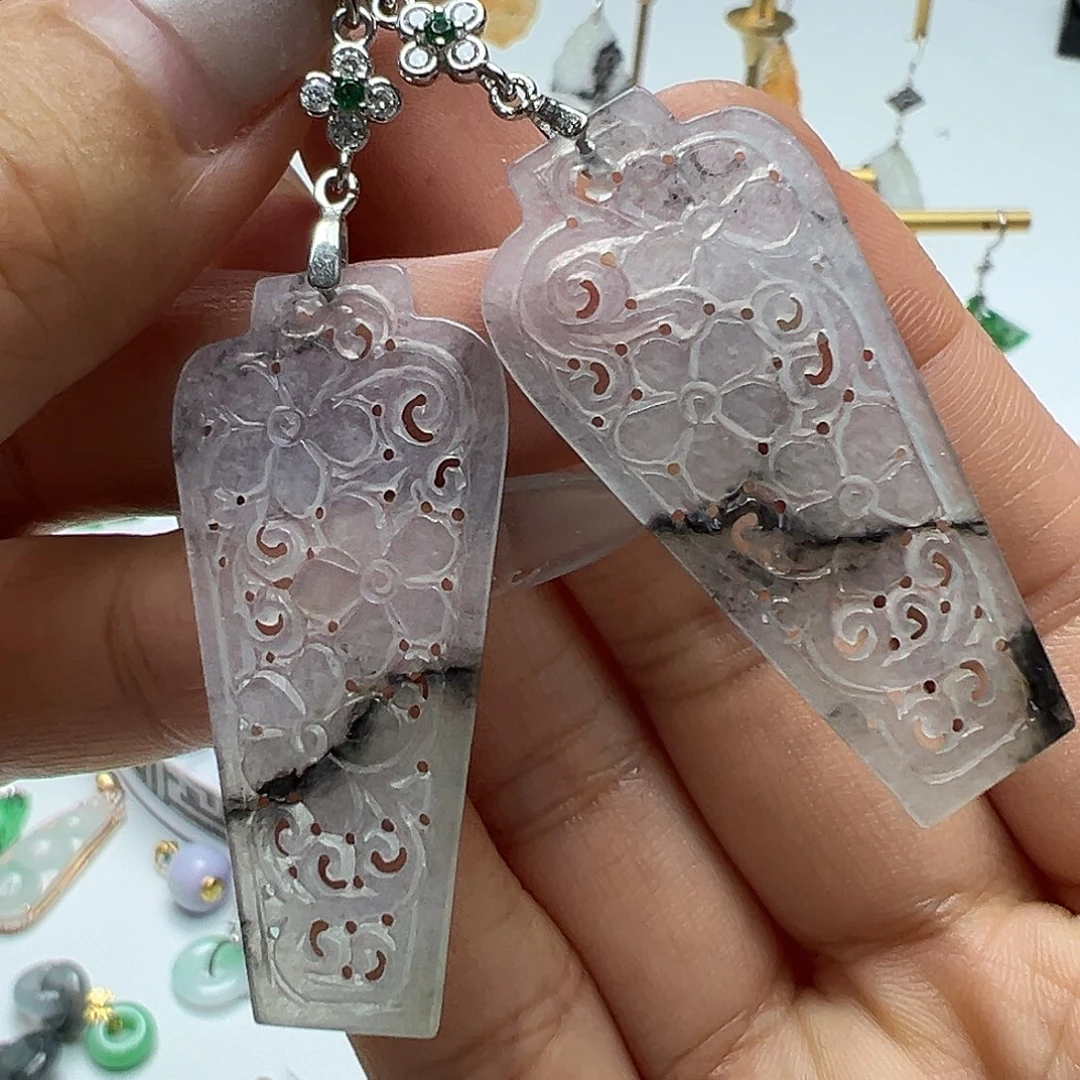 毛***喵翡翠银S925镶嵌耳饰天然缅甸A货翡翠有瑕疵特价