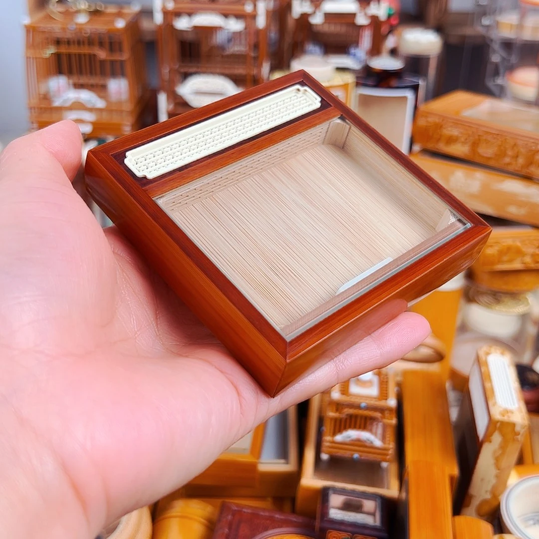 木老煤竹背板竹编纹黄蛉盒➕大黄蛉