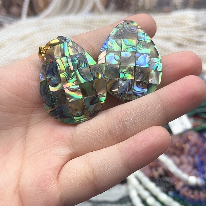 未镶嵌玛瑙/玉髓珠宝半成品一个30/40mm左右鲍鱼贝吊坠