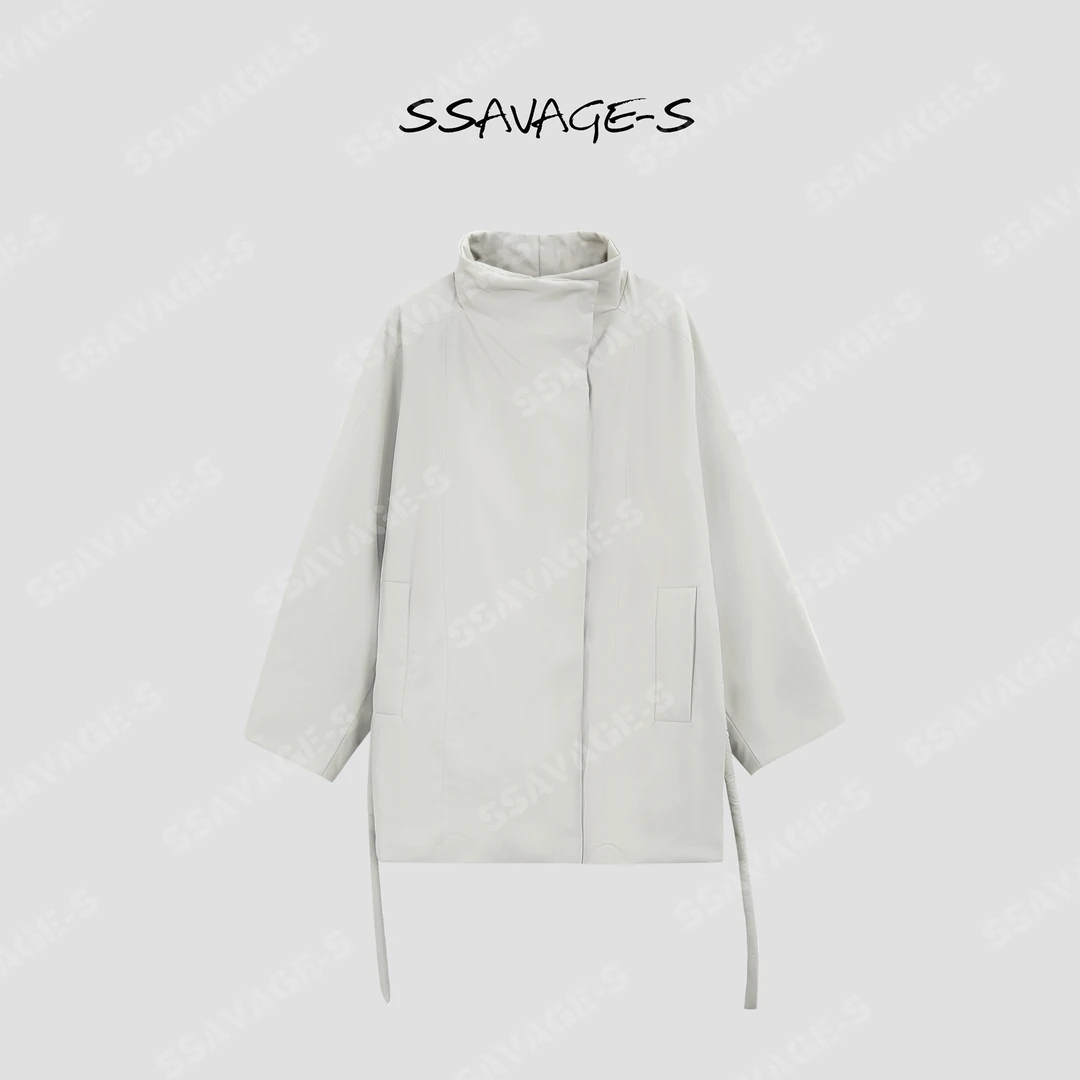 SSAVAGE“朗伊尔城”鹅绒服羽绒服立裁系带外套SS90884B