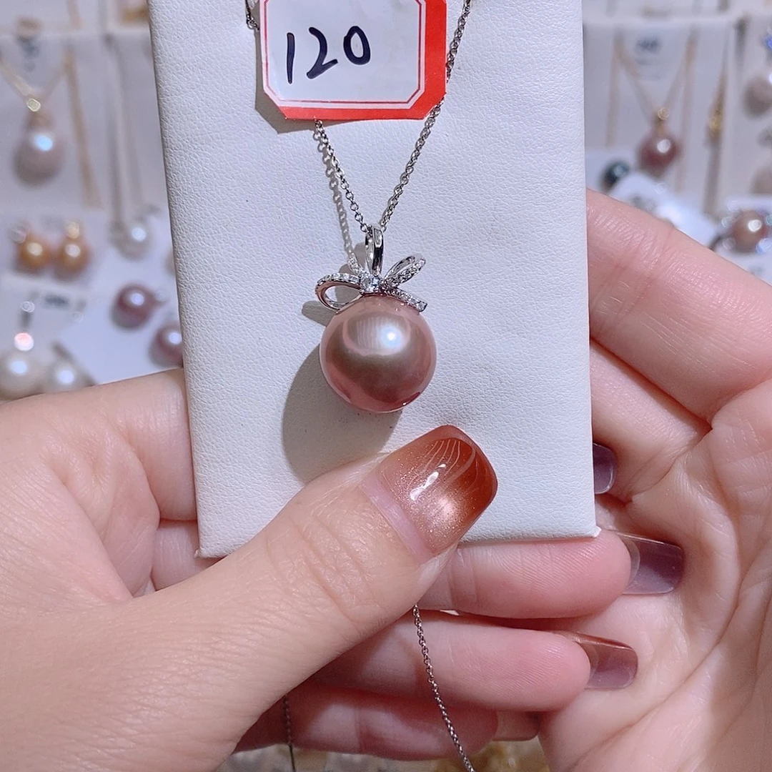 淡水珍珠银S925镶嵌吊坠(赠链)w