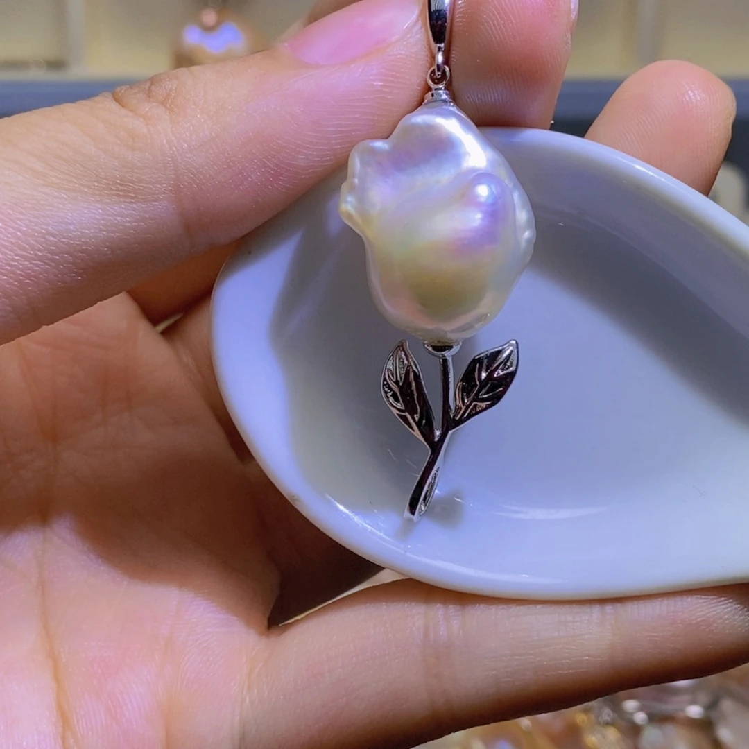 银S925镶嵌淡水珍珠薇薇天然珍珠