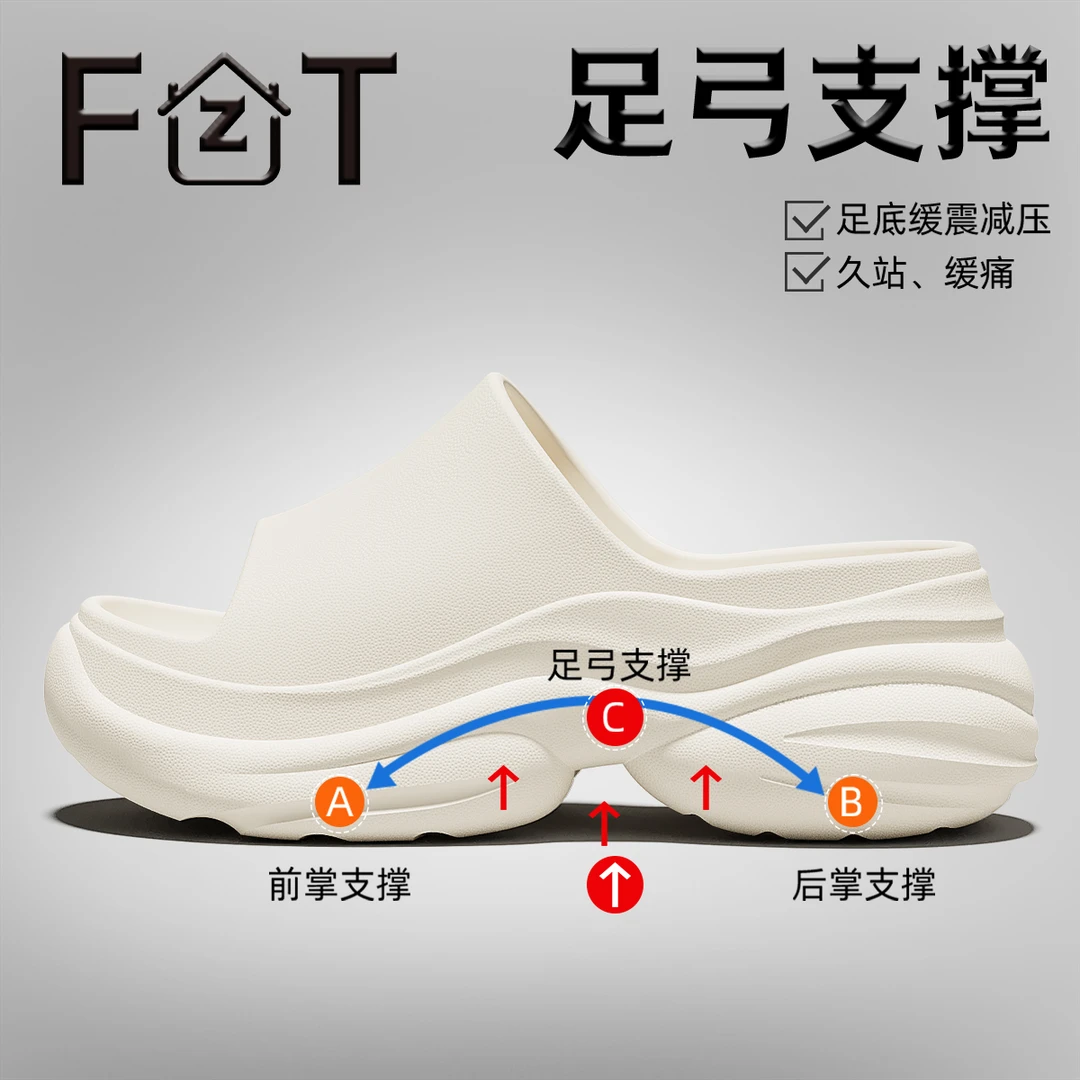 FZT时尚足弓拖鞋女士夏季2025新款厚底增高支撑外穿沙滩防滑凉拖