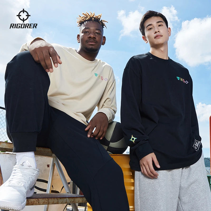 准者2025新款长袖运动T恤立体刺绣