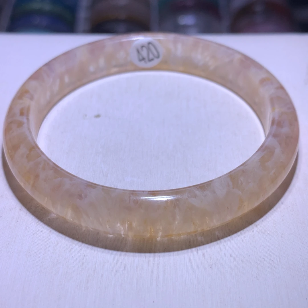 手镯银S925镶嵌水晶蜂蜜奶盖60.4圈420