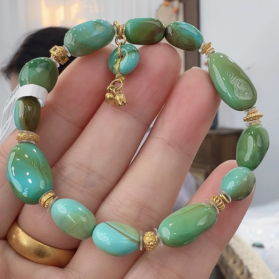 绿松石18K金镶嵌珠宝奇石