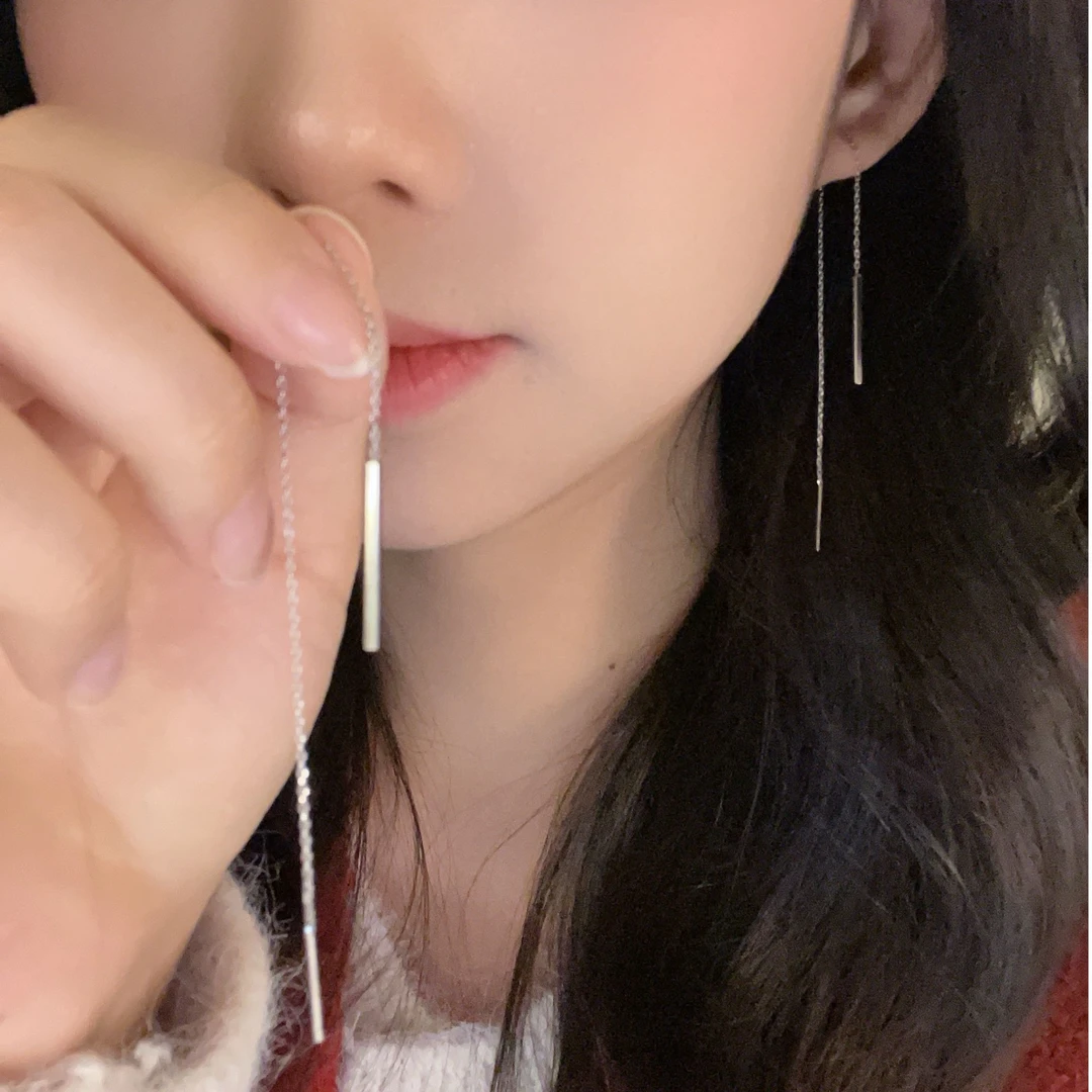 合金耳饰 新款潮流苏女耳线长款几何方形小众耳环设计感高级耳坠