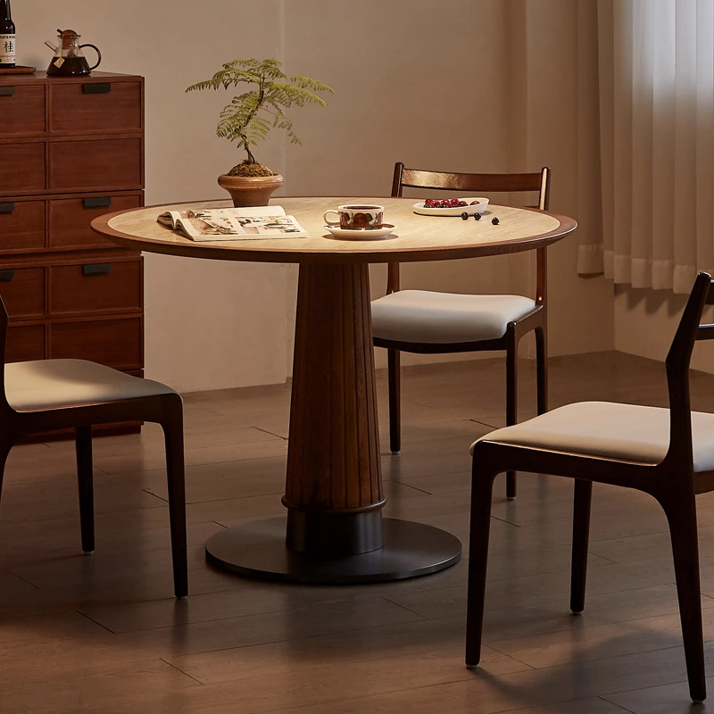 木陌家具沙漏餐桌客厅圆形北欧新中式家用餐桌岩板轻奢小户型餐桌