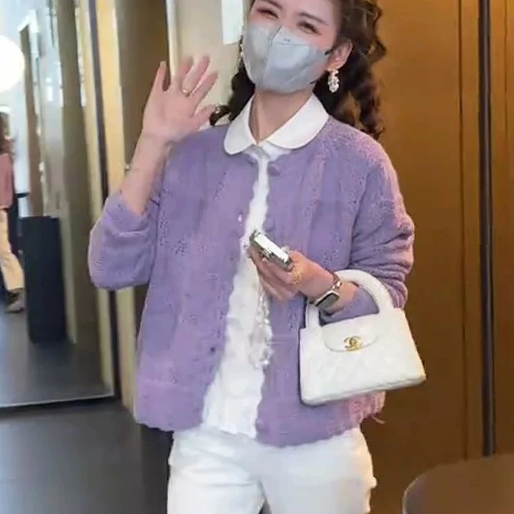 设计感镂空花边简约糖果色针织开衫女春季新款甜美风减龄百搭上衣