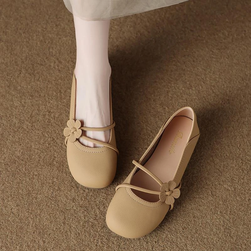 FAVMARTHA小羊皮~超软不累脚绝美单鞋女夏晚晚风平底豆豆鞋配裙玛