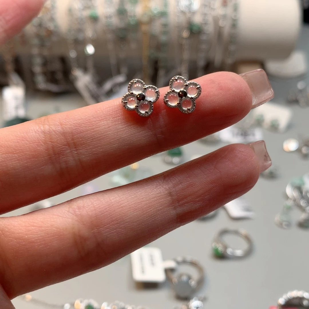 翡翠银S925镶嵌颈饰耳钉776