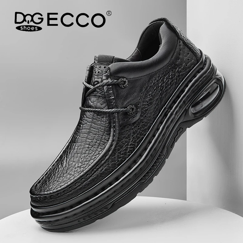 DQGECCO爱步特伦旗舰正品男鞋舒适时尚透气真皮厚底休闲皮鞋子