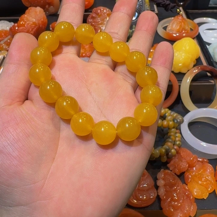 H***萍石英质玉(金丝玉)合金手链12