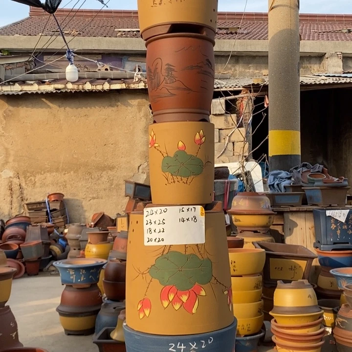 红陶紫砂器花开富贵